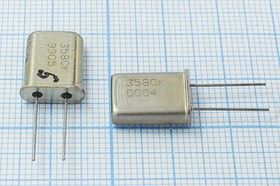 Кварцевый резонатор 3580 кГц, корпус HC49U, S, марка РК374МД, 1 гармоника, без маркировки
