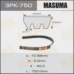 Ремень поликлиновый 3PK 750 MASUMA 3PK-750