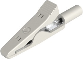 930319107, Alligator Clip 2 mm Connection, Stainless Steel Contact, 6A, White