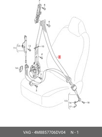 4M8857706DV04, Ремень безопасности