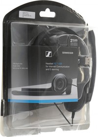 Фото 1/10 Наушники с микрофоном Sennheiser PC 7 черный 2м накладные USB оголовье (504196)