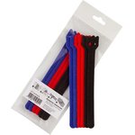 PL9601, Velcro clamp (coupler) 150mm x 12mm, 6 pcs / 3 colors (black, blue, red)