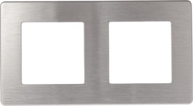Рамка для розеток и выключателей ЭРА Серия 12 12-5102-03 на 2 поста, Сатин, алюминий Б0052511