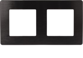 Рамка для розеток и выключателей ЭРА Серия 12 12-5102-06 на 2 поста, Сатин, чёрный Б0052514