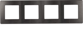 Рамка для розеток и выключателей ЭРА Серия 12 12-5104-12 на 4 поста, Сатин, графит Б0052535