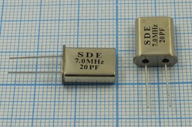 Кварцевый резонатор 7000 кГц, корпус HC49U, нагрузочная емкость 20 пФ, марка 49U[SDE], 1 гармоника, (SDE)