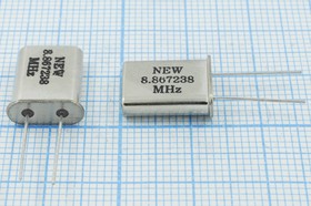 Кварцевый резонатор 8867,238 кГц, корпус HC49U, нагрузочная емкость 16 пФ, точность настройки 30 ppm, марка AA[NEW], 1 гармоника, (NEW)