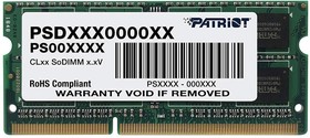 Фото 1/4 Модуль памяти Patriot SL DDR3 4GB 1600MHz 1.35V SODIMM (PSD34G1600L2S)