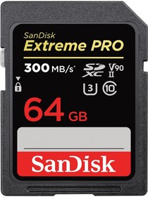 Фото 1/3 Карты памяти SanDisk Extreme Pro SDXC UHS-II V90 U3 300/260 MB/s 64GB SDSDXDK-064G-GN4IN