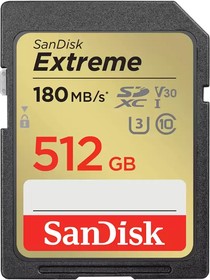 Фото 1/2 SDSDXVV-512G-GNCIN, Флеш карта SD 512GB SanDisk SDXC Class 10 V30 UHS-I U3 Extreme, 180/130MB/s