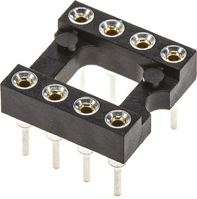 Фото 1/3 110-87-308-41-001101, 2.54mm Pitch Vertical 8 Way, Through Hole Turned Pin Open Frame IC Dip Socket, 1A
