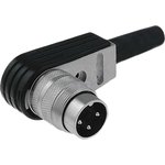 T 3360 005, Circular DIN Connectors 5 Pin Male;R/A Cable Mount