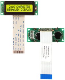 NHD-02161Z-FSY-YBW-C, Дисплей: LCD; алфавитно-цифровой; STN Positive; 16x2/2x16; LED