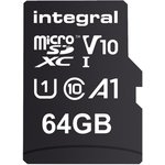 INMSDX64G-100V10, Карта Flash памяти, MicroSDXC Карта, UHS-1, Класс 10, 64 ГБ