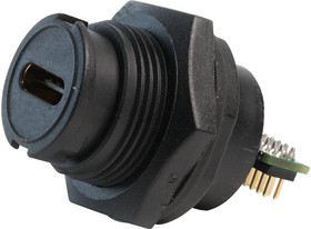 MP002443, Герметичный разъем USB, USB Типа C, USB 3.1, Штекер, 24 Позиции, Монтаж в Панель, IP67