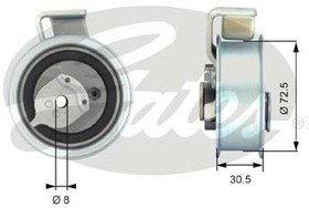 Фото 1/3 T43018, Ролик VW PASSAT 96-05, AUDI A4 95-09, A6 97-05, SEAT EXEO 08-, EXEO ST 09-, SKODA SUPERB 02-08,