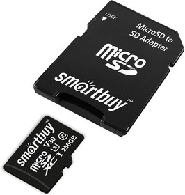Фото 1/3 micro SDXC карта памяти Smartbuy 256GB Cl10 U3 (SB256GBSDU3-01)