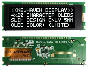 NHD-0420CW-AW3, Slim Character OLED - White - 4x20 Character - 2.4V ~5.5V - 92.00 x 31.5 mm