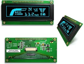 NHD-2.8-25664UCB2, Graphic OLED - 256 x 64 pixels - 3V - 8-bit Parallel/3-wire SPI or 4-wire SPI - Controller:SSD1322 - 1 x 20 Top