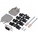 MHDTZK9-DM9P-K, D-Sub Connector Kit, DE-9 Plug, Solder, Steel
