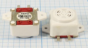 Зуммер магнитоэлектрический с генератором, размер 26.0x26x19m40, напряжение 12В, частота 0.4кГц, контакты 2T9.5, марка KPMB-G2612T2
