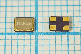 Кварцевый резонатор 13560 кГц, корпус SMD03225C4, нагрузочная емкость 20 пФ, точность настройки 10 ppm, стабильность частоты 30/-40~85C ppm/