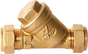 595022, 22 mm Compression Brass Y Strainer