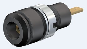Фото 1/5 2 mm socket, flat plug connection, mounting Ø 8.6 mm, CAT III, black, 65.9098-21
