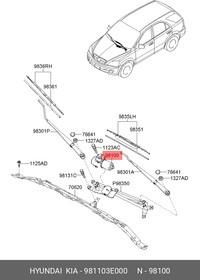 98110-3E000, Мотор-редуктор стеклоочистителя KIA Sorento (02-) OE