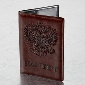 Фото 1/10 Обложка для паспорта STAFF, полиуретан под кожу, "ГЕРБ", коричневая, 237604