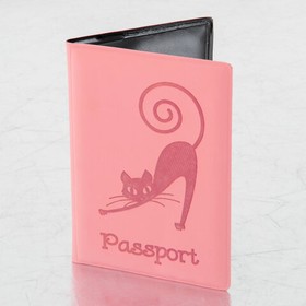 Фото 1/10 Обложка для паспорта, мягкий полиуретан, "Кошка", персиковая, STAFF, 237615