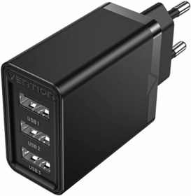Vention FEAB0-EU, Сетевое зарядное устройство Vention на 3 порта USB 2.4A Черный