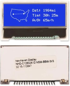 NHD-C12832A1Z- NSW-BBW-3V3, LCD Graphic Display Modules & Accessories STN-BLUE 41.4 x 24.3 x 4.0