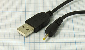 Переходник штекер USB A на штекер питания 2.5d1.0x10; №3604 шнур штек USB A-штек 2,5d1,0x10\1,5м\\DAYTON 16-0020A