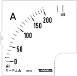 Шкала сменная для амперметра, габариты: 72х72 мм: Q 72 K, 1500/1 A AC, 1500/1 Ax2