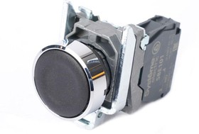 Фото 1/5 SB4BA21, Кнопка модульная SB4 в сборе 22мм с возвратом металл 1НО черн.