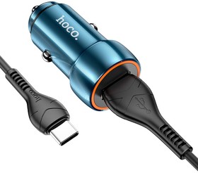 Z46 blue, Устройство зарядное в прикуриватель 1USB 12V кабель USB Type C HOCO