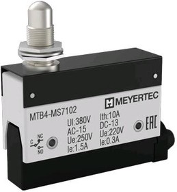 MTB4-MS7102, Выключатель концевой, 10A, IP54, плунжер