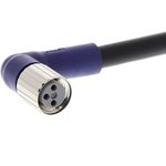 XS3F-LM8PVC3A2M, Соединительный кабель, M8, PIN 3, угловой, 2м, вилка, 0,5А, IP67