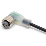 XS2F-M12PVC3A5MPLED, SENSOR CORD, 3P R/A M12 RCPT-FREE END/5M