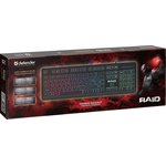 DEFENDER RAID чёрная игровая клавиатура (USB, slim, радужная подсветка, 104 кл. ...