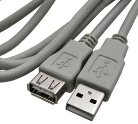 Фото 1/3 USB-A F USB-A M 1.8M (SZC), Кабель удлинитель USB AF - USB AM, 1.8 м серый