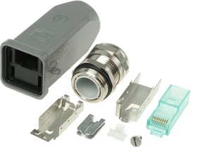 Фото 1/5 09451151520, Harting Han 3A RJ45 Series Male RJ45 Connector, Cable Mount, Cat6a, UTP Shield