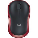 Мышь Logitech M185 черный/красный оптическая (1000dpi) беспроводная USB1.1 для ...