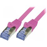 CQ3079S, Patch cord; S/FTP; 6a; stranded; Cu; LSZH; pink; 5m; 26AWG