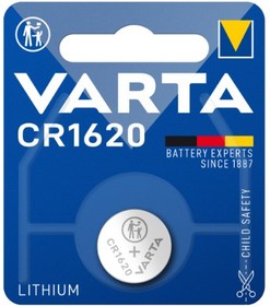 Фото 1/3 Батарейки литиевые VARTA ELECTRONICS CR1620 6620 BL1 - (блистер 1шт) 4008496276936