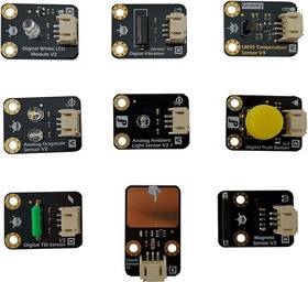 DFR0018, Add-On Board, Gravity Series Sensor Kit For Arduino, 9 x Assorted Sensors