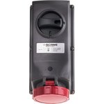 402.3287, IP67 Red Panel Mount 3P + N + E Right Angle Industrial Power Socket ...