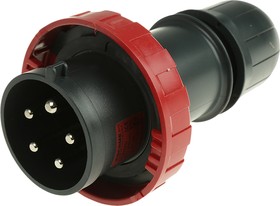 Фото 1/4 218.EX3237, IP66 Red Cable Mount 3P + N + E Industrial Power Plug, Rated At 32A, 415 V