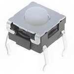 B3W-1000, IP67 White Plunger Tactile Switch, SPST 50 mA 0.9mm Through Hole